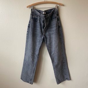 Topshop Dark Gray Cropped Mom Jeans